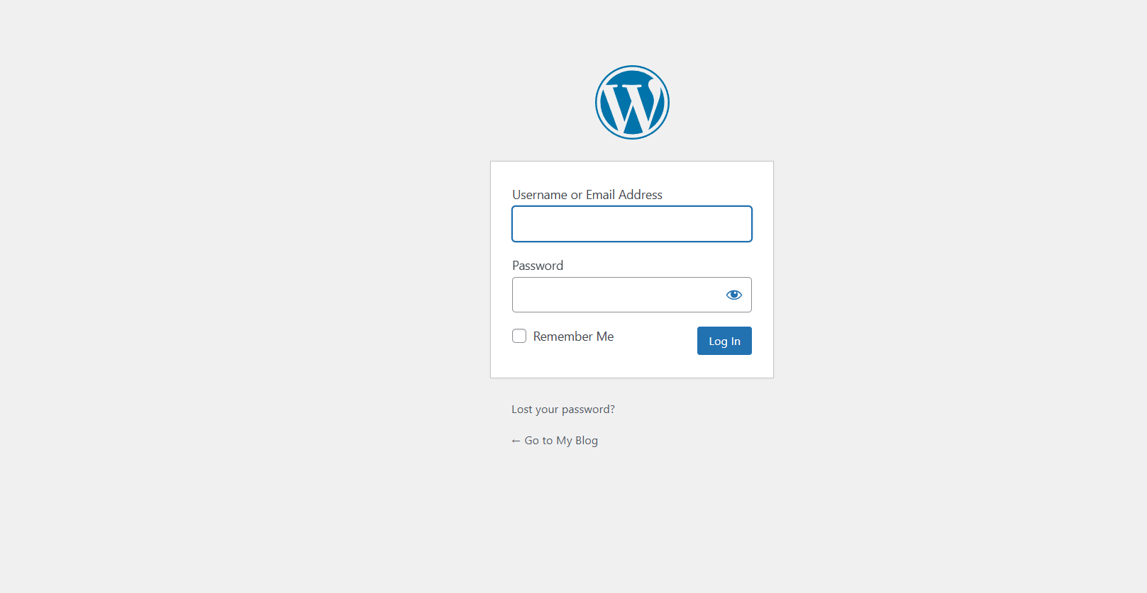 login interface wp admin